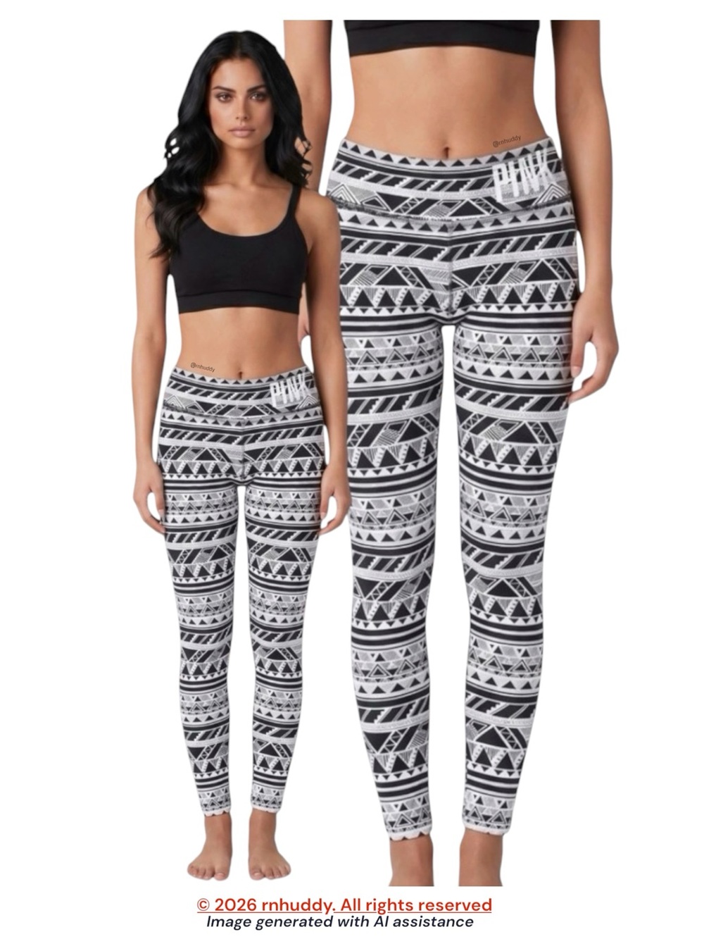 VS Pink S black white geometric print yoga leggings